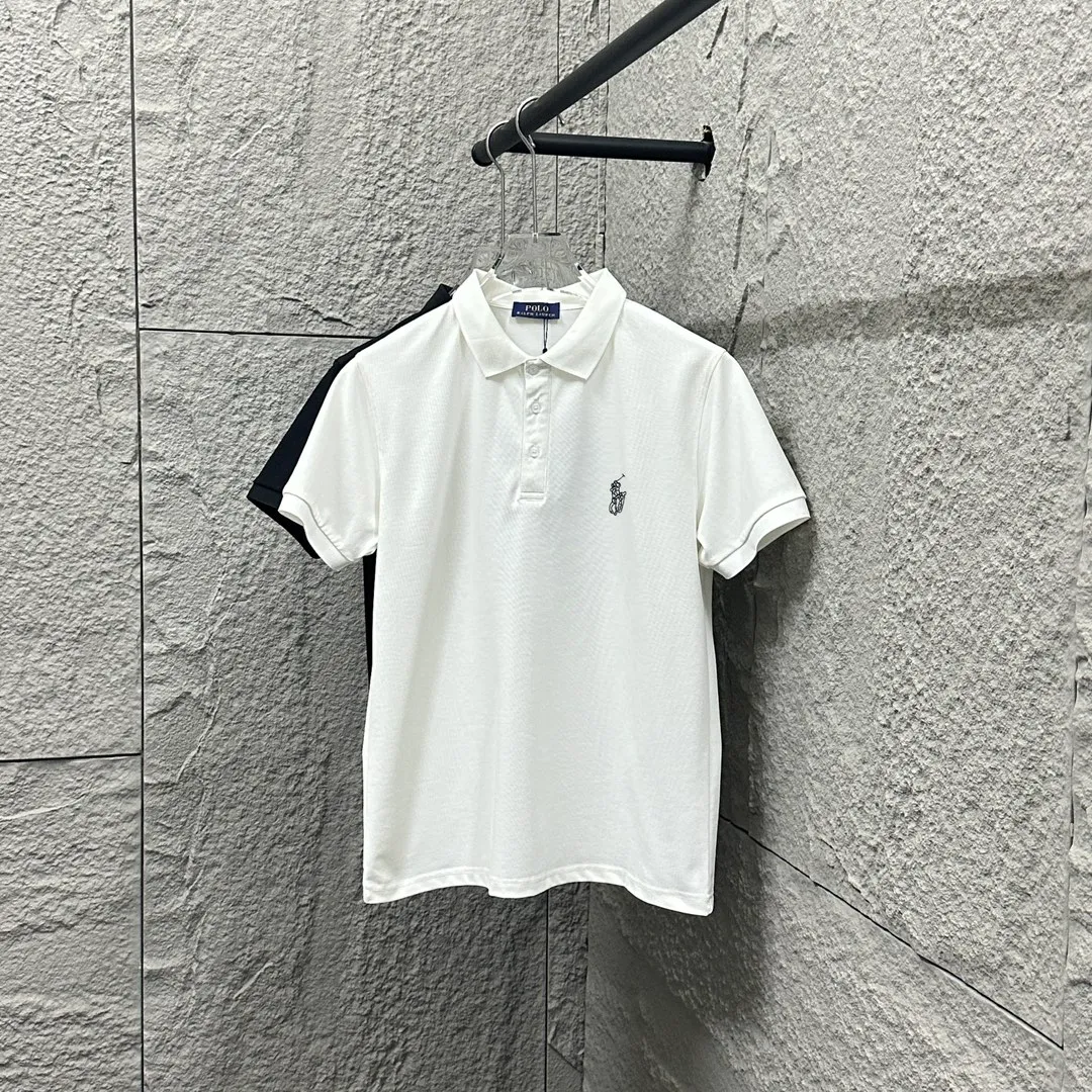 🅿️180 Ralph Lauren POLO 2025 spring and summer new style, simple classic logo small embroidery pique fabric, short-sleeved polo, same style for men and women Size: M L XL 2XL 3XL Color: black white